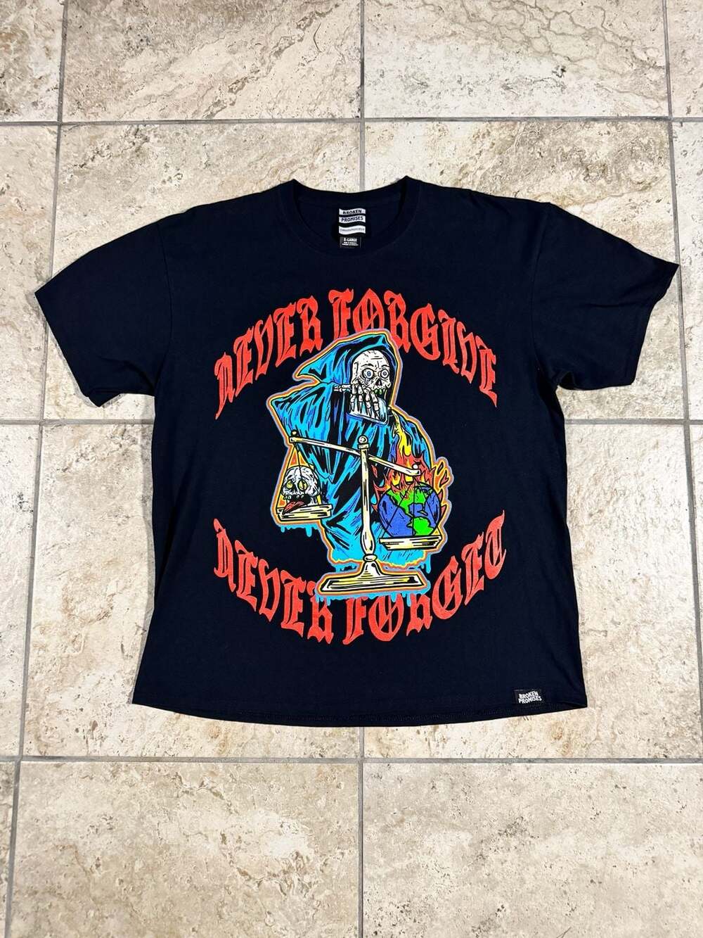 Broken Promises Never Forgive T-Shirt Size X-Large Black